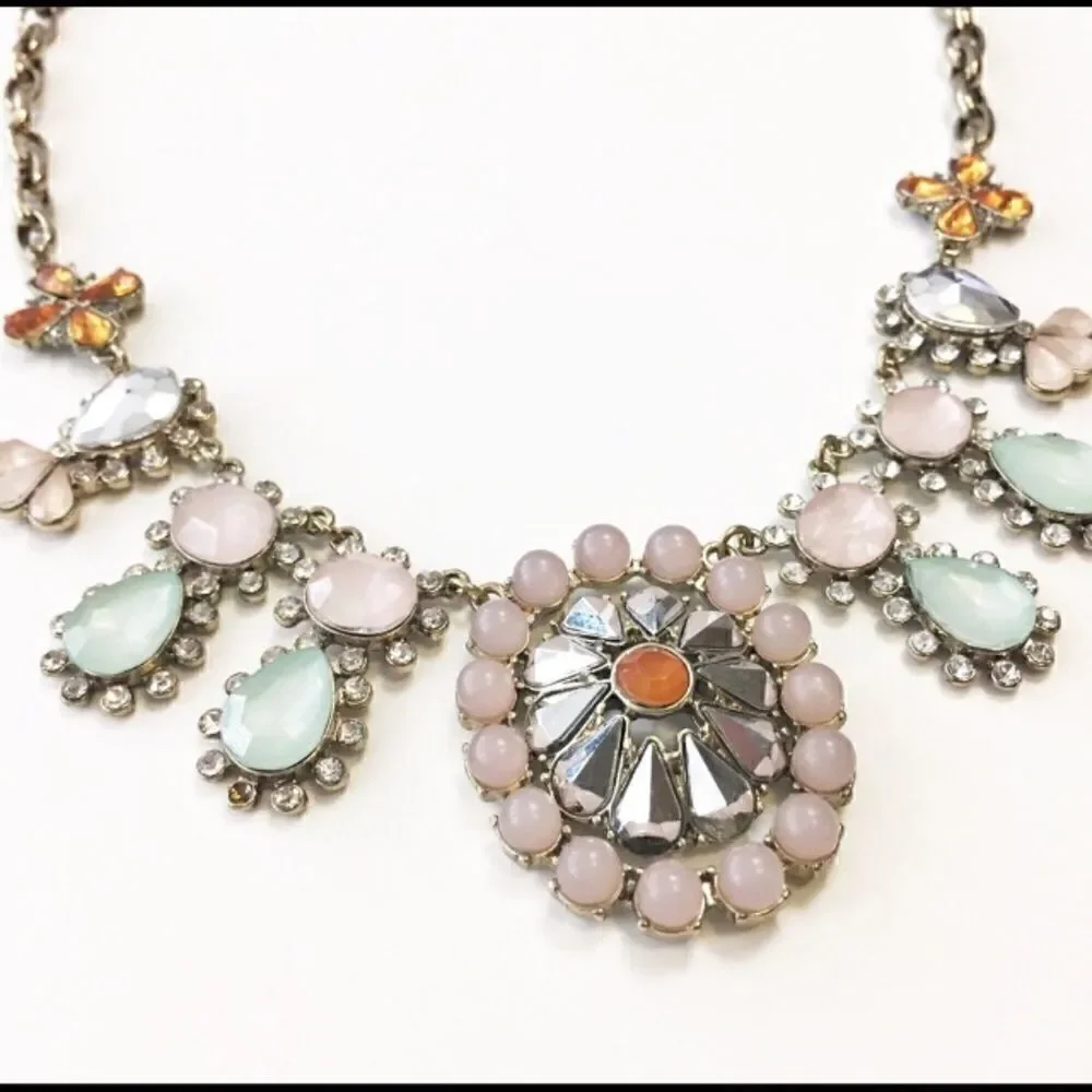 Anthropologie Crystal & Mirror Statement Necklace